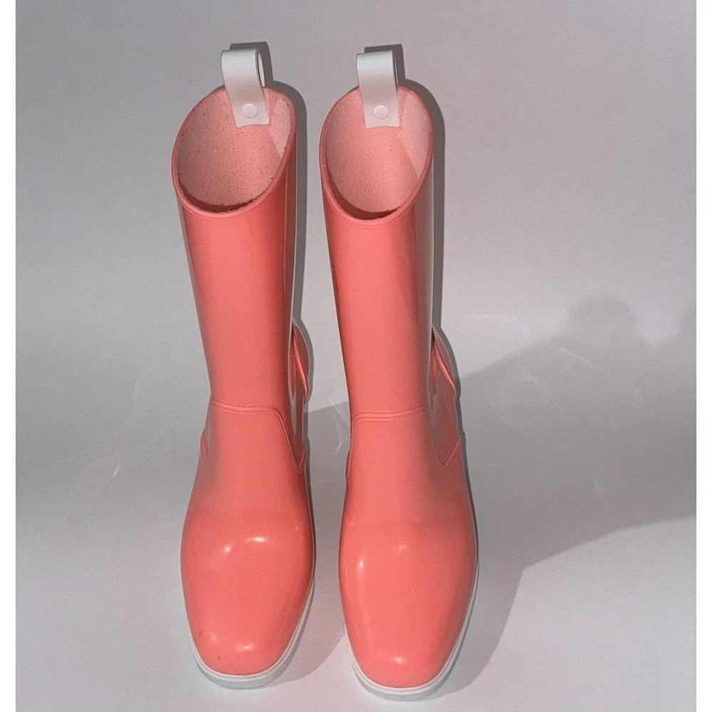 Christian Louboutin Loubirain Waterproof Bootie 70 Rubber Rain Boots 37 7 Pink
